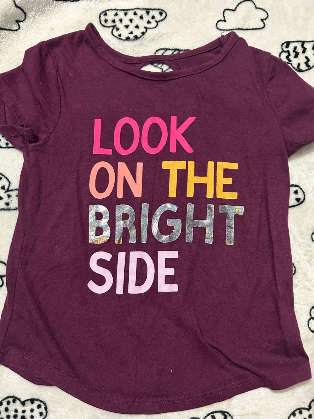 Kids 'Look on the Bright Side' Short Sleeve Tee - Burgundy